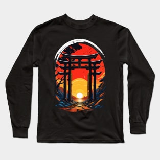 Sunset Gate Japanese Torii Art Long Sleeve T-Shirt